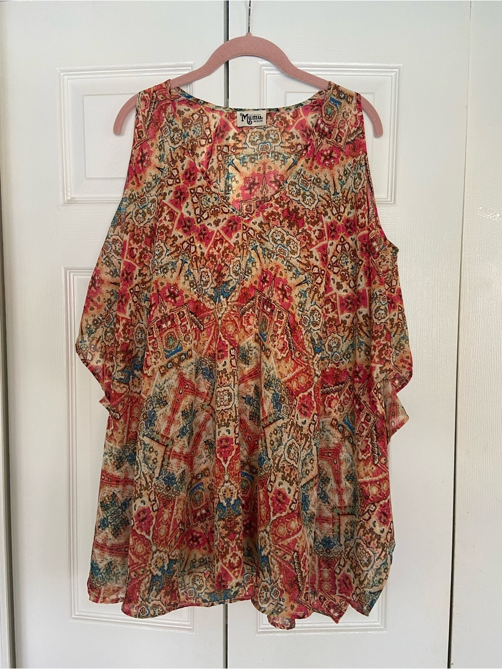 Show Me Your MuMu Red Multi Cold-Shoulder Printed Tunic